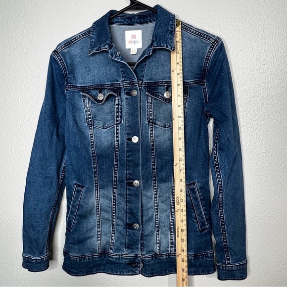 LULAROE Womens XXS Jaxon Denim Jean Jacket Colorful Aztec Embroidery Stretch - Picture 8 of 11